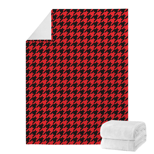 Red And Black Houndstooth Pattern Print Blanket