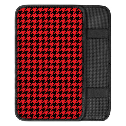 Red And Black Houndstooth Pattern Print Car Center Console Cover