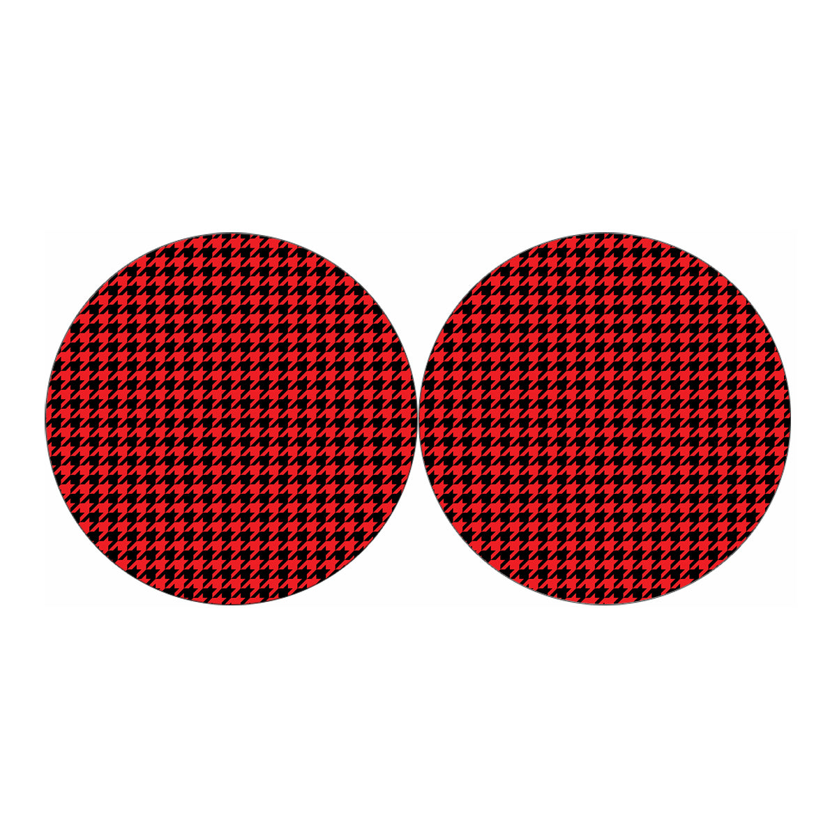 Red And Black Houndstooth Pattern Print Car Coasters