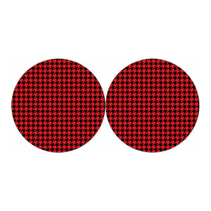 Red And Black Houndstooth Pattern Print Car Coasters
