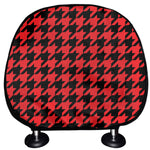 Red And Black Houndstooth Pattern Print Car Headrest Covers