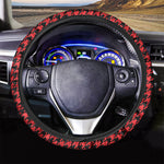 Red And Black Houndstooth Pattern Print Car Steering Wheel Cover