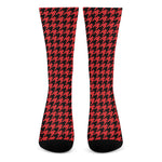 Red And Black Houndstooth Pattern Print Crew Socks