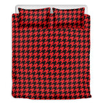 Red And Black Houndstooth Pattern Print Duvet Cover Bedding Set