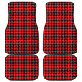 Red And Black Houndstooth Pattern Print Front and Back Car Floor Mats