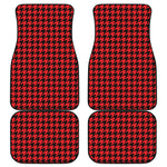 Red And Black Houndstooth Pattern Print Front and Back Car Floor Mats