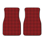 Red And Black Houndstooth Pattern Print Front Car Floor Mats