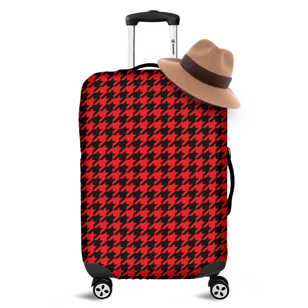Red And Black Houndstooth Pattern Print Luggage Cover
