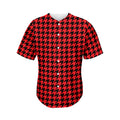 Red And Black Houndstooth Pattern Print Men's Baseball Jersey