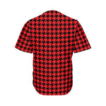 Red And Black Houndstooth Pattern Print Men's Baseball Jersey
