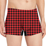 Red And Black Houndstooth Pattern Print Men's Boxer Briefs