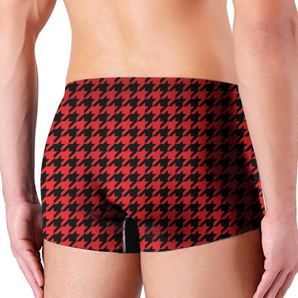 Red And Black Houndstooth Pattern Print Men's Boxer Briefs