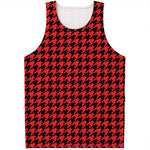 Red And Black Houndstooth Pattern Print Men's Tank Top