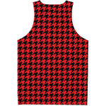 Red And Black Houndstooth Pattern Print Men's Tank Top