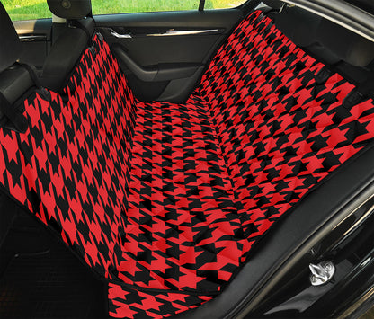 Red And Black Houndstooth Pattern Print Pet Car Back Seat Cover