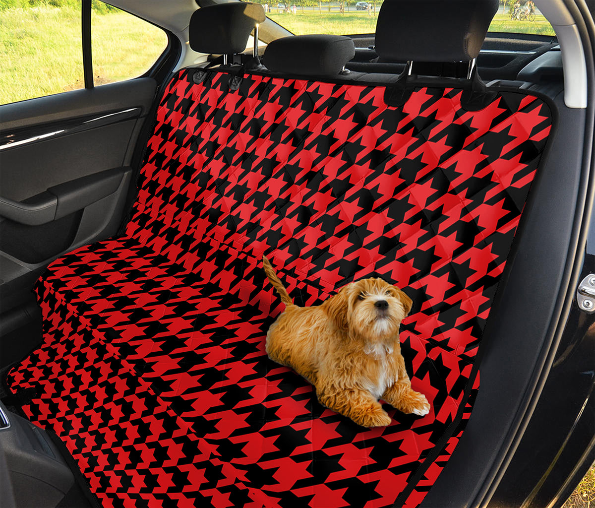 Red And Black Houndstooth Pattern Print Pet Car Back Seat Cover