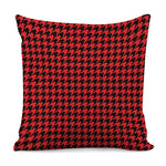 Red And Black Houndstooth Pattern Print Pillow Cover