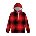 Red And Black Houndstooth Pattern Print Pullover Hoodie