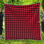 Red And Black Houndstooth Pattern Print Quilt