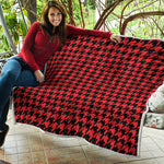 Red And Black Houndstooth Pattern Print Quilt