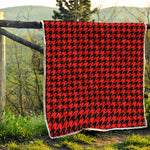 Red And Black Houndstooth Pattern Print Quilt