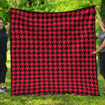 Red And Black Houndstooth Pattern Print Quilt