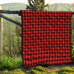 Red And Black Houndstooth Pattern Print Quilt