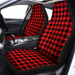 Red And Black Houndstooth Pattern Print Universal Fit Car Seat Covers