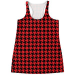 Red And Black Houndstooth Pattern Print Women's Racerback Tank Top