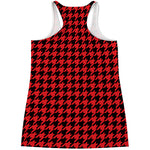 Red And Black Houndstooth Pattern Print Women's Racerback Tank Top