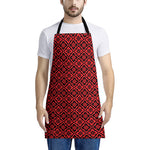 Red And Black Japanese Pattern Print Apron