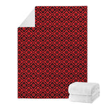 Red And Black Japanese Pattern Print Blanket