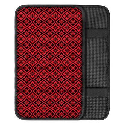 Red And Black Japanese Pattern Print Car Center Console Cover