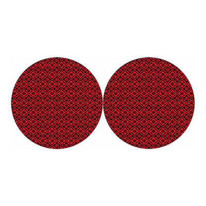 Red And Black Japanese Pattern Print Car Coasters
