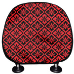 Red And Black Japanese Pattern Print Car Headrest Covers