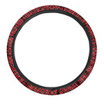 Red And Black Japanese Pattern Print Car Steering Wheel Cover