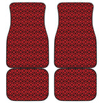 Red And Black Japanese Pattern Print Front and Back Car Floor Mats