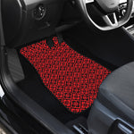 Red And Black Japanese Pattern Print Front and Back Car Floor Mats