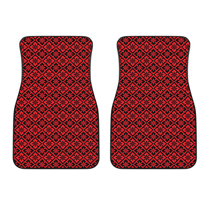 Red And Black Japanese Pattern Print Front Car Floor Mats