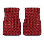 Red And Black Japanese Pattern Print Front Car Floor Mats