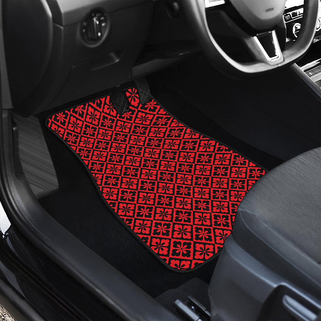 Red And Black Japanese Pattern Print Front Car Floor Mats