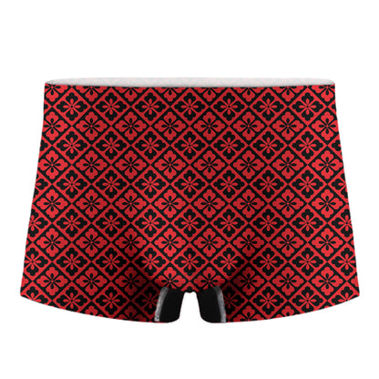 Red And Black Japanese Pattern Print Men's Boxer Briefs