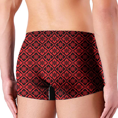 Red And Black Japanese Pattern Print Men's Boxer Briefs