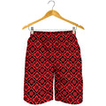 Red And Black Japanese Pattern Print Men's Shorts