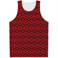 Red And Black Japanese Pattern Print Men's Tank Top