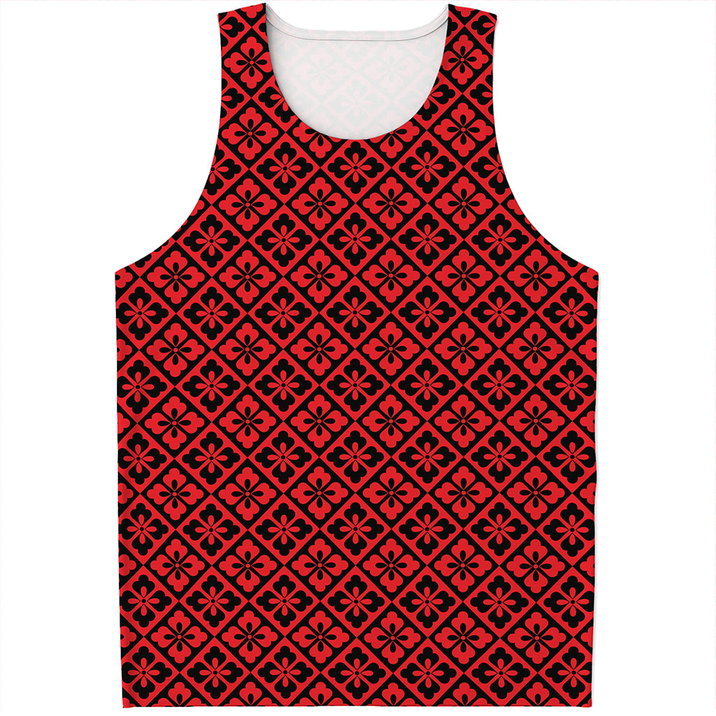 Red And Black Japanese Pattern Print Men's Tank Top