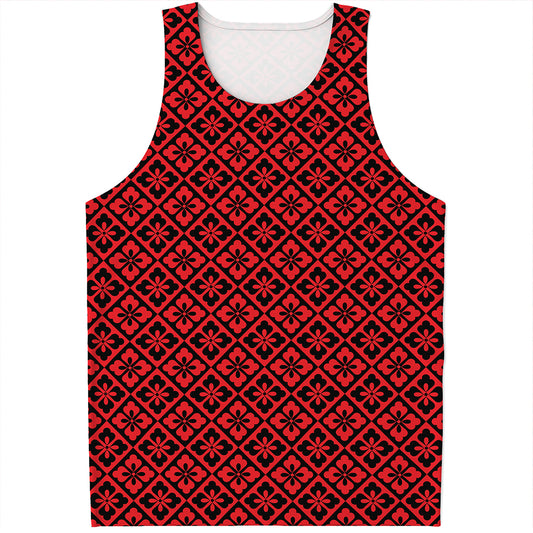 Red And Black Japanese Pattern Print Men's Tank Top