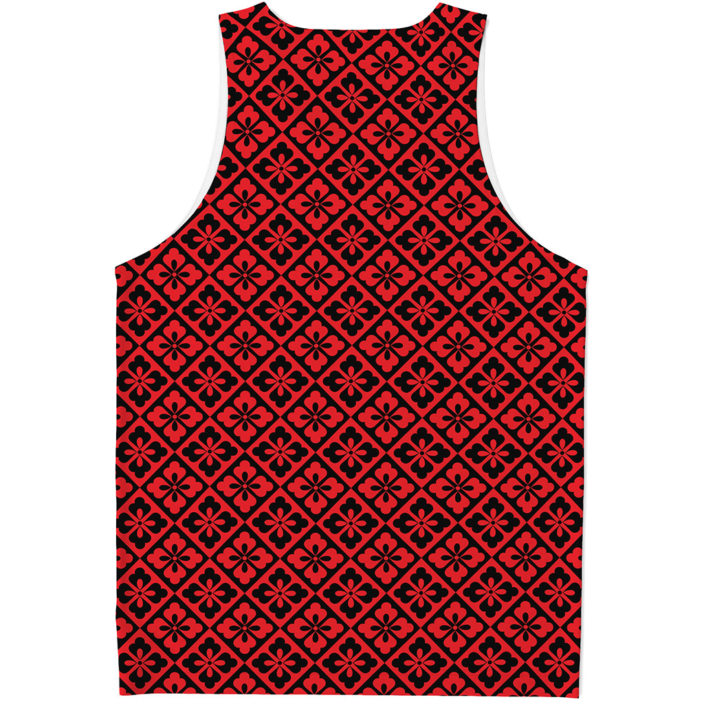 Red And Black Japanese Pattern Print Men's Tank Top