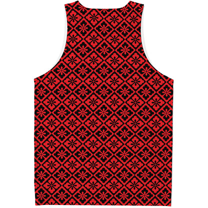 Red And Black Japanese Pattern Print Men's Tank Top