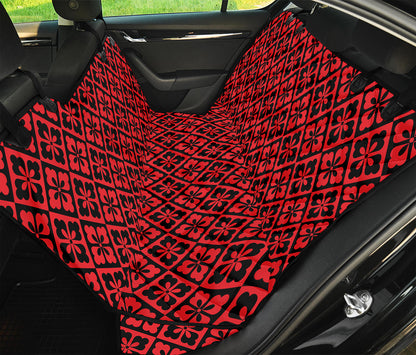 Red And Black Japanese Pattern Print Pet Car Back Seat Cover